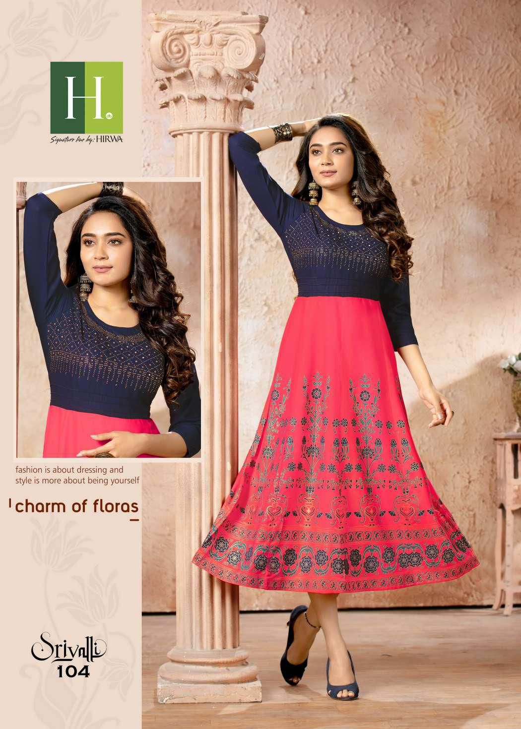 Hirwa Srivalli New Designer Regular Wear Rayon Anarkali Kurti Collection